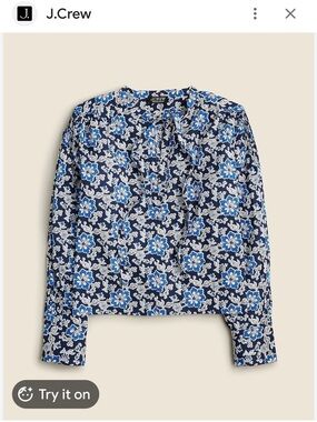 J.Crew V-Neck Tie Top in Floral Cotton-Blend Dobby – XL